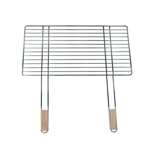 Grillrost mit 2 Holzgriffen - 68x40cm - Grill-Werkzeuge: Hochwertiger verchromter Stahl mit wiederverwendbarem Grillgitter für perfekte Grillresultate. Ideal für BBQ-Fans!