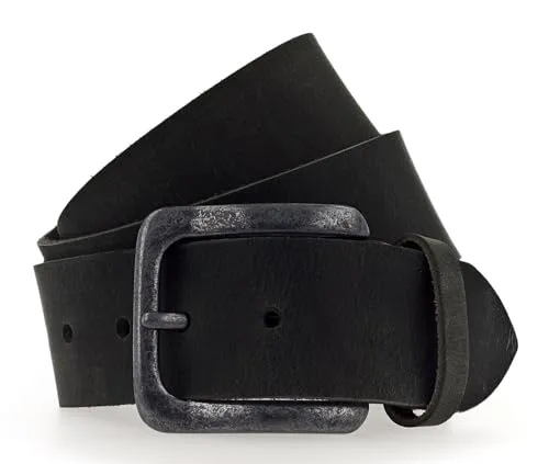 Vanzetti Unisex Ledergürtel, gewachst, 45 mm breit, schwarz, 80 cm - Herren-Gürtel aus hochwertigem gewachstem Leder, robust und stilvoll, ideal für jeden Anlass.