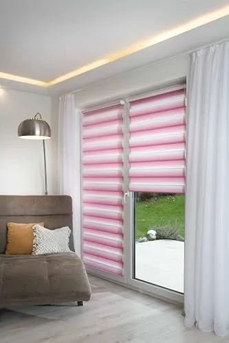 K-home® Klemmfix Doppelrollo Madrid in pink von K-home