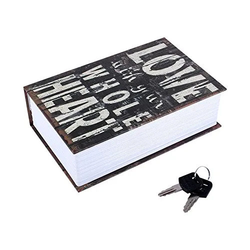 Security Box, Haofy Buchtresor mit 2 Schluessel, Abschließbar Geldkassette in Wörterbuchform BuchSafe zum Aufbewahren von Geld, Schmucketui für Büro/Hause, LOVE