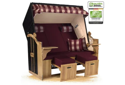 Strandkorb Ostsee Royal XXL 2,5-Sitzer in Schwarz Rot Beige