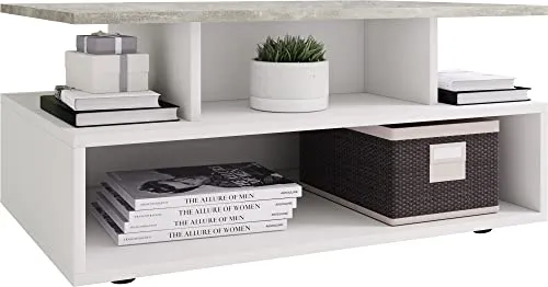 VCM Holz Couchtisch Esila - Beistelltisch aus Holz mit großzügigem Stauraum, Maße ca. H. 40 x B. 80 x T. 50 cm, ideal für Bücher und Zeitungen im Wohnzimmer.