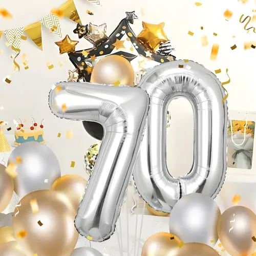 Geburtstag Deko zahlen luftballon 70 jahre | Folienballon Sliber
