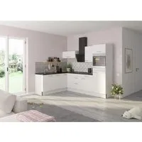 L-Küche Weiß OPTIFIT mit Geräten und Spüle