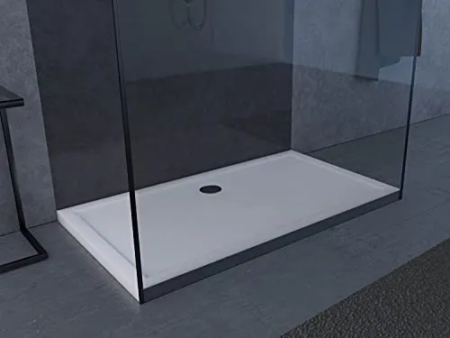 MARWELL Rechteckige Duschtasse 140 x 80 cm - Hochwertige Duschabtrennung aus Sanitär-Acryl, nahezu barrierefreier Einstieg und einfach zu reinigende, kratzfeste Oberfläche.