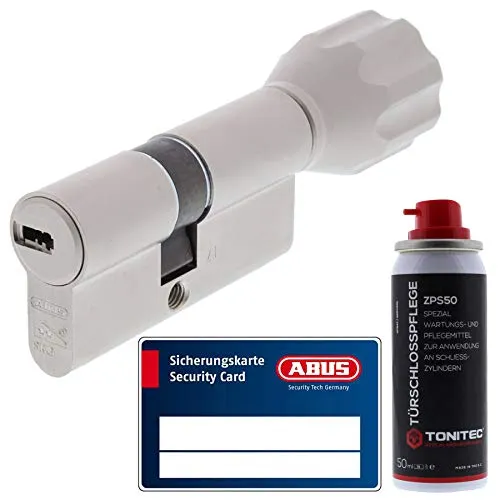 ABUS Profil-Knaufzylinder ECK660 - Schließtechnik, 10-stiftig mit Anbohrschutz bietet hohe Sicherheit, ideal für Ihre Türen. Lieferung inklusive 3 Wendeschlüssel und Sicherungskarte.