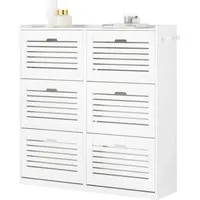 SoBuy FSR145-W Schuhschrank mit 6 Klappen in weiß von SoBuy