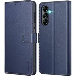 Samsung Galaxy A14 4G 5G Handyhülle aus Leder Blau mit Kartenschlitz - Stilvolle Handyhülle aus Leder für das Samsung Galaxy A14, ideal für den Alltag. Praktischer Kartenschlitz für wichtige Karten, perfekt für unterwegs.