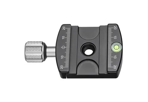 Leofoto Schnellkupplung LHC-50 für Kamerastative - Foto- & Video-Zubehör mit integrierter Wasserwaage und lasergravierten Skalenmarkierungen für präzise Montage. Ergonomischer Rändelknopf sorgt für hohe Klemmkraft.