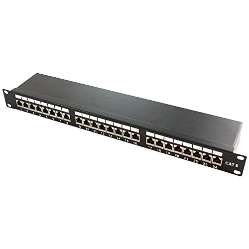 LogiLink Patchpanel PrimeLine NP0048, Cat 6, 19 Zoll - Patchpanel mit 24 RJ45 Ports, ideal für hohe Netzwerkgeschwindigkeiten bis 1 GBit/s. Robustes, geschirmtes Metallgehäuse und einfache Installation dank LSA-Leisten.