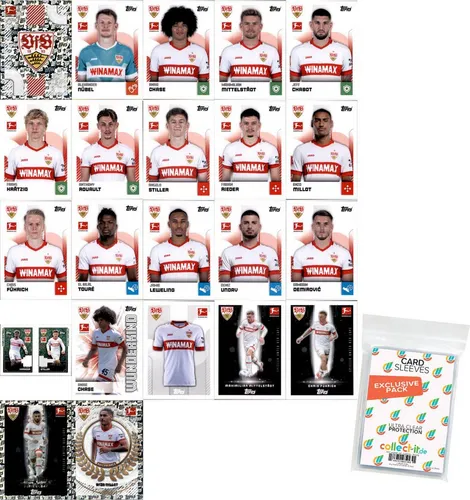 Topps Sammelkarte Bundesliga Sammelsticker 24/25 Mannschaftspaket VfB Stuttgart+Sleeves