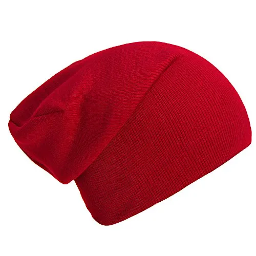 DonDon Mütze Herren Mütze Damen Wintermütze Slouch Beanie - Rot