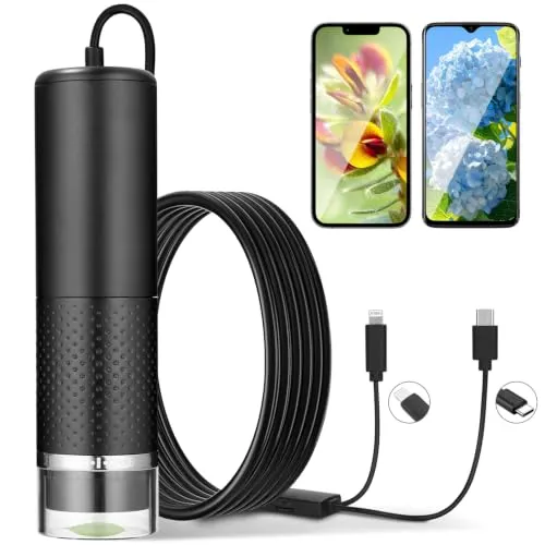 USB Handymikroskop,1080P HD Digital Mikroskop mit 8 LEDs,50-1600X | WiFi-frei,USB Mikroskop mit iOS,Android,Tablets Kompatibel
