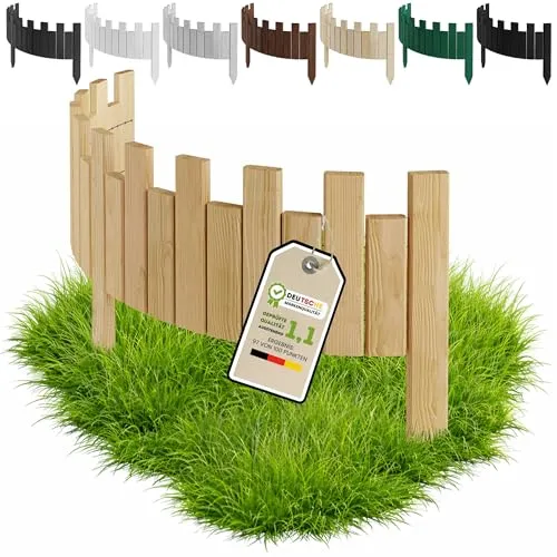 Floranica Flexibler Holzzaun 100 x 40 cm – Natur Beeteinfassung für Garten und Rasenkante - Die kreative Rasenkante aus Kiefernholz verleiht Ihrem Garten eine stilvolle Abgrenzung. Einfach zu montieren, passt sich flexibel an jede Form an und bietet eine nachhaltige Alternative zu Kunststoff.