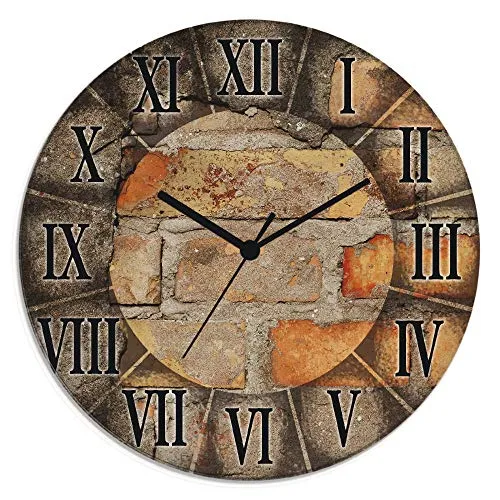 ARTLAND Lautlose Wanduhr aus Glas Ø 30 cm - Wanduhren in Retro-Optik mit römischen Ziffern, geräuschlosem Uhrwerk und freischwebendem Design – ideal für jeden Raum.