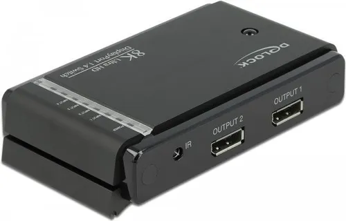 Delock DisplayPort 1.4 Switch 2 x 2 - Switch für 2 x 2 DisplayPort in und 1 x 2 DisplayPort out, unterstützt 8K Auflösung für gestochen scharfe Video- und Audioqualität.