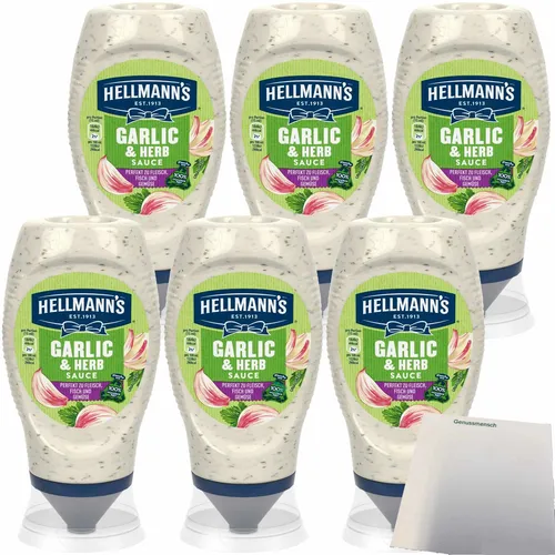 Hellmann´s Grillsauce Garlic&Herb Knoblauch+Kräuter 6er Pack 6x120ml Flasche usy