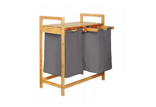 AD.CON Wäschekorb aus Bambus - Eleganter Wäschesortierer für Ihr Badezimmer - Wäschekorb aus Bambus, modernes und elegantes Design, ideal für die praktische Wäschesortierung mit leicht abnehmbaren Stoffbeuteln, passt perfekt in jedes Badezimmer.