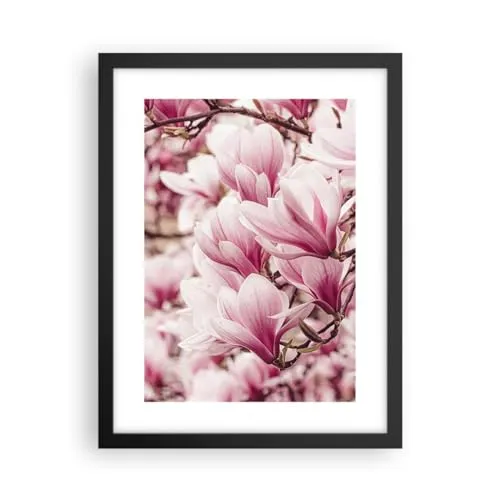 Poster Schwarzrahmen Magnolie Blume Hell Deko 30x40cm Wandposter Art Prints Wandbilder Dekoration Wohnzimmer Schlafzimmer Küche Wanddeko Bild Wand Kunstdruck Modern Wall Art Decor - P2BPA30x40-6085