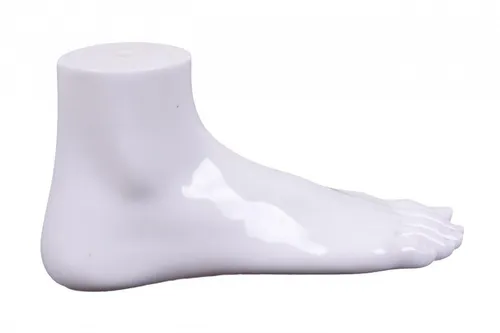 Dekofuß Dekobein Mannequin Fuß weiß Socken Schuhe Schmuckständer Kunststoff