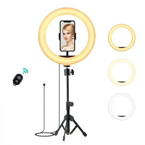 Aukey Ringlicht LT-T13, 10-Zoll-Dimmringlicht 360-Grad-universeller Telefonhalte