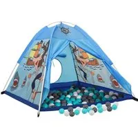 vidaXL Spielzelt mit 250 Bällen Blau 120x120x90 cm - Spielzelt mit 250 bunten Bällen, strapazierfähigem und wasserfestem Polyester, ideal für kreative Spielstunden und einfache Lagerung.