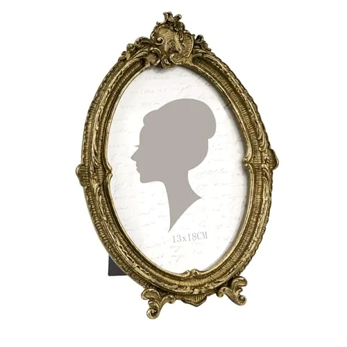 Sunlit Oval Antik Bilderrahmen 13 x 18 cm, Vintage Fotorahmen mit Glasscheibe, Wanddeko Tischdeko