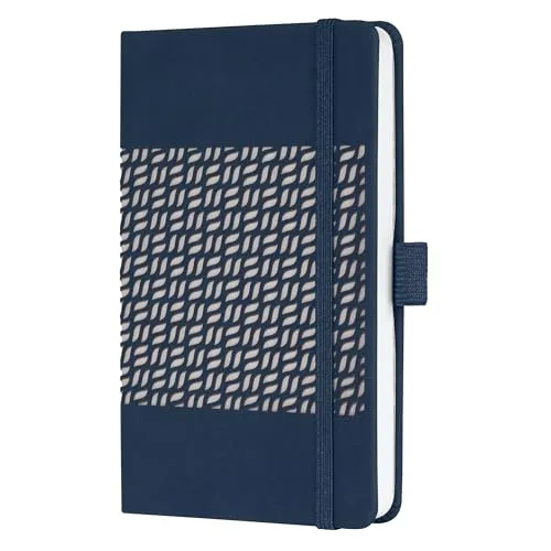 SIGEL JN204 Notizbuch A6 liniert dunkelblau, Tagebuch Jolie, Hardcover, Gummiband, Stifteschlaufe, Einstecktasche, vegan, aus nachhaltigem Papier