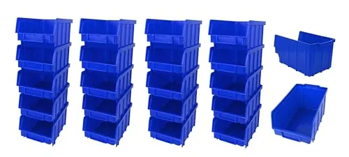 Stück Sichtlagerkästen - Größe 3 - 13 cm x 25 cm x 14,5 cm – aus hochwertigem Kunststoff – einfach stapelbar – vielseitig einsetzbar 20