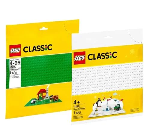 Lego Classic - Weiße und Grüne Bauplatte (25 cm x 25 cm) ab 4 Jahren