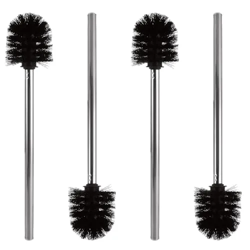 Toilettenbürsten-Set mit rostfreiem Griff, 4 Stifte, schwarz