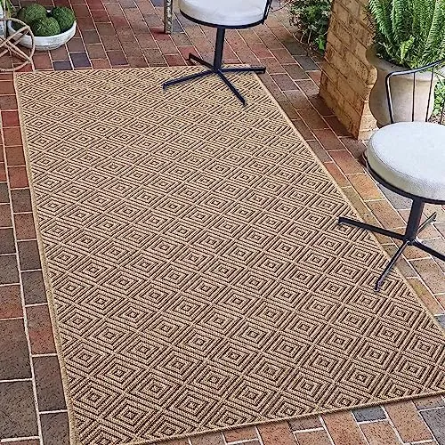 Teppich-Traum In- und Outdoor-Teppich Läufer Rautenmuster robust modern Terrasse Balkon Garten wetterfest Jute-Look 60 x 180 cm