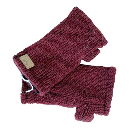BUDDHA arts&more Kinder Pulswärmer Stulpen handgestrickt (Dunkelrot)