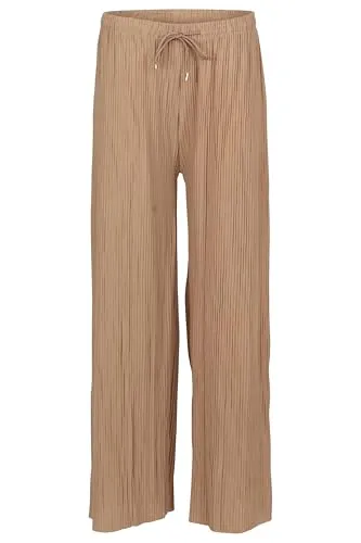 Easy Young Fashion Damen Sommerhose - Plisseehose in Fango - Elegante Plisseehose für Damen, figurfreundlich und aus weich fließendem Stoff – ideal für Sommer, Büro oder Freizeit. Komfortbund mit Kordelzug für perfekten Sitz und Vielseitigkeit.