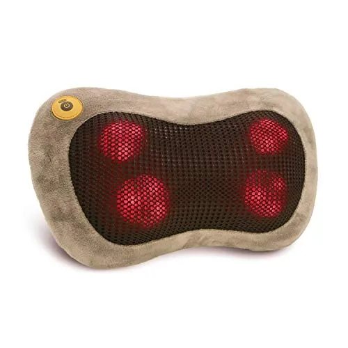 GESS Shiatsu Massagekissen mit Wärmefunktion 3D-rotierenden Elektrische Massagegerät für Nacken Schulter Rücken Muskel, Ideal für Haus Büro und Auto