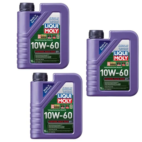 3x 1 Liter Liqui Moly 1390 Synthoil Race Tech GT1 10W-60 Öl Motoröl