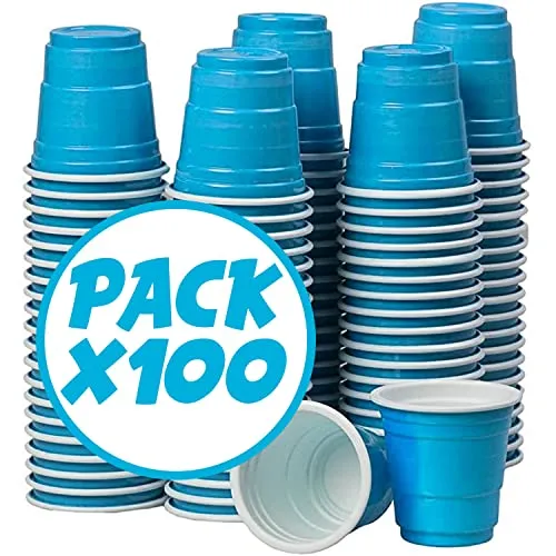 100er Pack Offiziellen Turquoise Shot Cups | Amerikanische 4cl Shots türkis | Beer Pong | Premium Shooter | Becher Plastik | Spülmaschinenfest | OriginalCup®