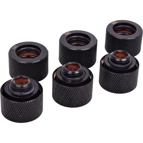 Alphacool HT 16mm HardTube Anschraubtülle G1/4 für Acryl- Messingrohre - gerändelt - Deep Black Sixp