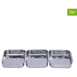 Wenko 3er-Set: Vorratsbehälter in Silber - (B)15,7 x (H)3,2 x (T)22 cm