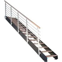 Treppe Kos 13 Stufen Buche Natur 107 cm Design-Geländer Schwarz FSC®