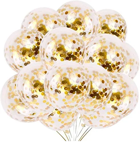 Luftballons Gold Helium, 50 Stück 30cm Konfetti Ballon Latex Party Ballons für Hochzeit Verlobungsfeier Geburtstag Dekorationen