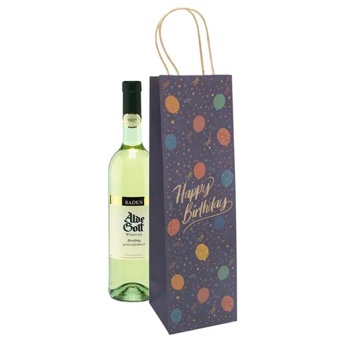 Idena Geschenktüte für Flaschen Geburtstag Motiv 12,0 x 39,0 cm, 1 St. 30400