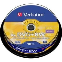 DVD+RW 4,7 GB, DVD-Rohlinge 4fach, 10 Stück