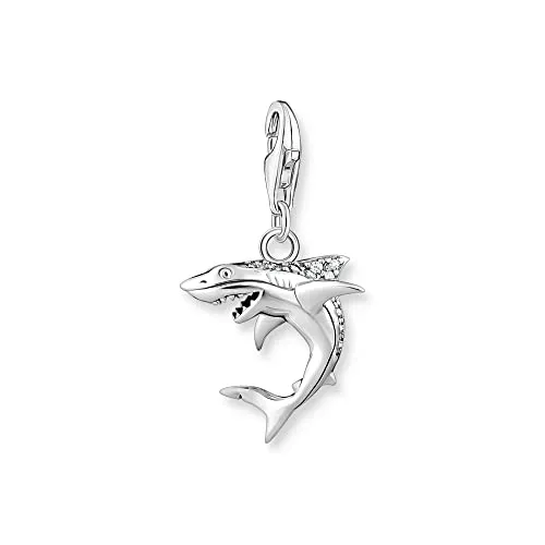 Thomas Sabo Charm-Anhänger Hai mit Zirkonia - Clasp Charms für Damen, detailreiches Hai-Design aus Sterling-Silber mit funkelndem Zirkonia-Pavé, perfekt für individuelle Schmuckkombinationen.