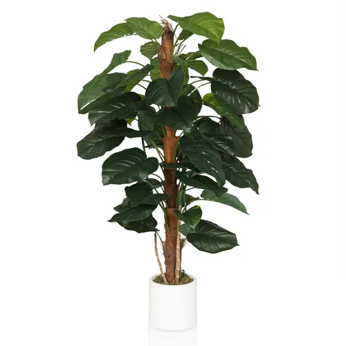hjh OFFICE Kunstbaum 155cm EPIPREMNUM – Exotische Efeutute im weißen Topf - Künstliche Pflanze für Innenräume, ideal für Allergiker und pflegeleicht; perfekt für Zuhause, Büros und Gastronomien.