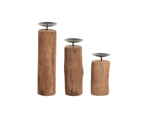 Kerzenschalensatz Home ESPRIT Braun Schwarz aus Eisen und Teakholz - Eleganter Kerzenschalensatz in Braun und Schwarz, ideal für stilvolle Dekoration. Maße: 8 x 8 cm, Höhe: 30 cm. Perfekt für gemütliche Abende!