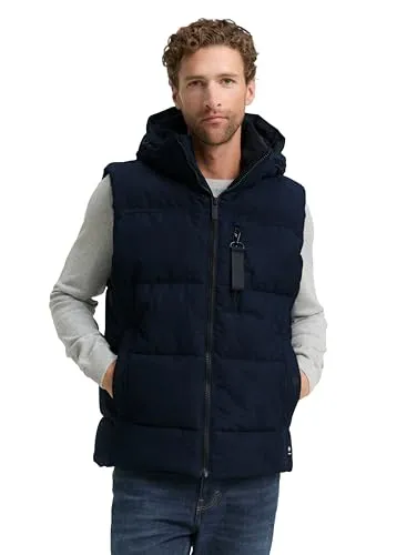 TOM TAILOR Steppweste Puffer Weste mit abnehmbarer Kapuze in blau von Tom Tailor