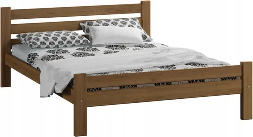 Massives Kiefernholz Bett 160x200 cm mit verstärkter Mitte - Stilvolles Massivholzbett 160x200 cm aus 100% Kiefernholz. Stabiler Rahmen mit verstärkter Mittelstrebe für hohe Langlebigkeit. Ideal für jedes Schlafzimmer und einfache Montage.