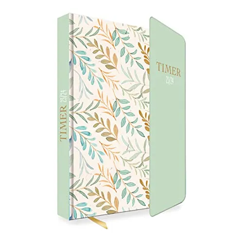 Trötsch Schülerkalender mit Klappe Leaves 23/24:Schulplaner Hausaufgabenheft Timer Terminkalender