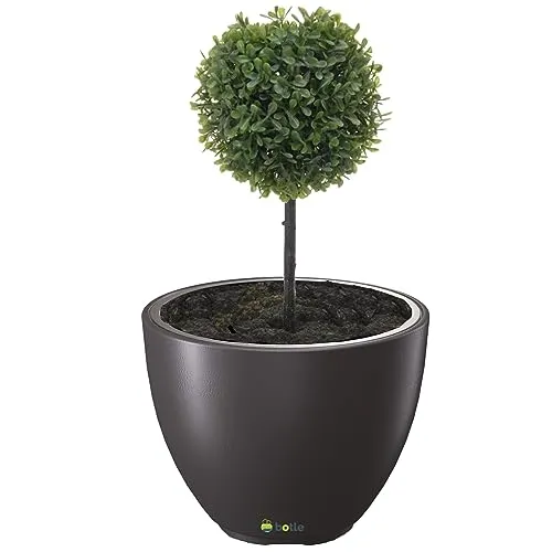 Groß Blumentopf Blumenkübel Topf ⌀ 47cm H:36 cm Rund Anthrazit mit Einsatz Pflanztopf Pflanzkübel Terrasse Garten Balkon Stilvoll Modern Elegant Kapazität 31 L Kunststoff Outdoor UV-beständig Indoor